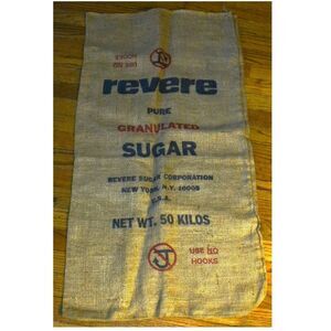 Set Of 2 Burlap Bags Revere Sugar NB Potatoes Country Farmhouse Kitchen Decor